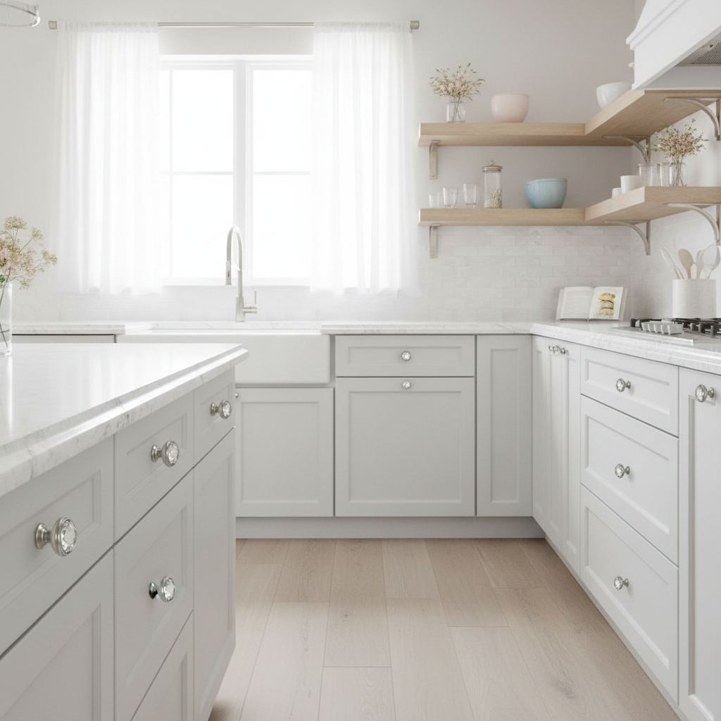 Cosmas 5317SN-C Satin Nickel &amp; Clear Glass Round Cabinet Knob