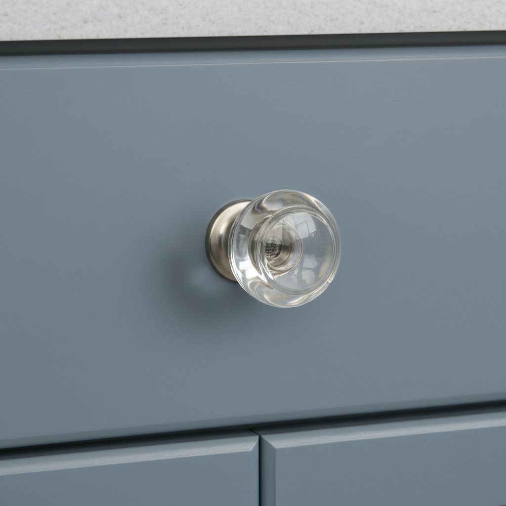 Cosmas 6355SN-C Satin Nickel &amp; Clear Glass Round Cabinet Knob