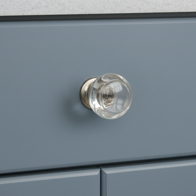 Cosmas 6355SN-C Satin Nickel &amp; Clear Glass Round Cabinet Knob
