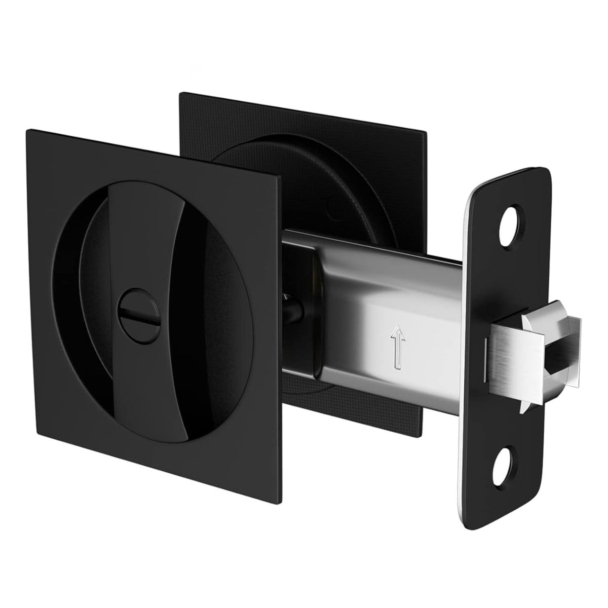 Matte Black Bed/Bath Privacy Square Pocket Door Latch