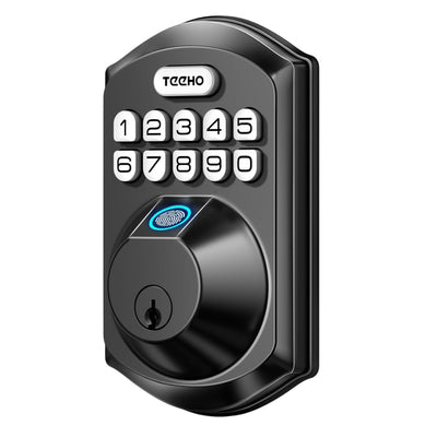 Keyless Entry TE002 Matte Black Fingerprint and Keypad Deadbolt