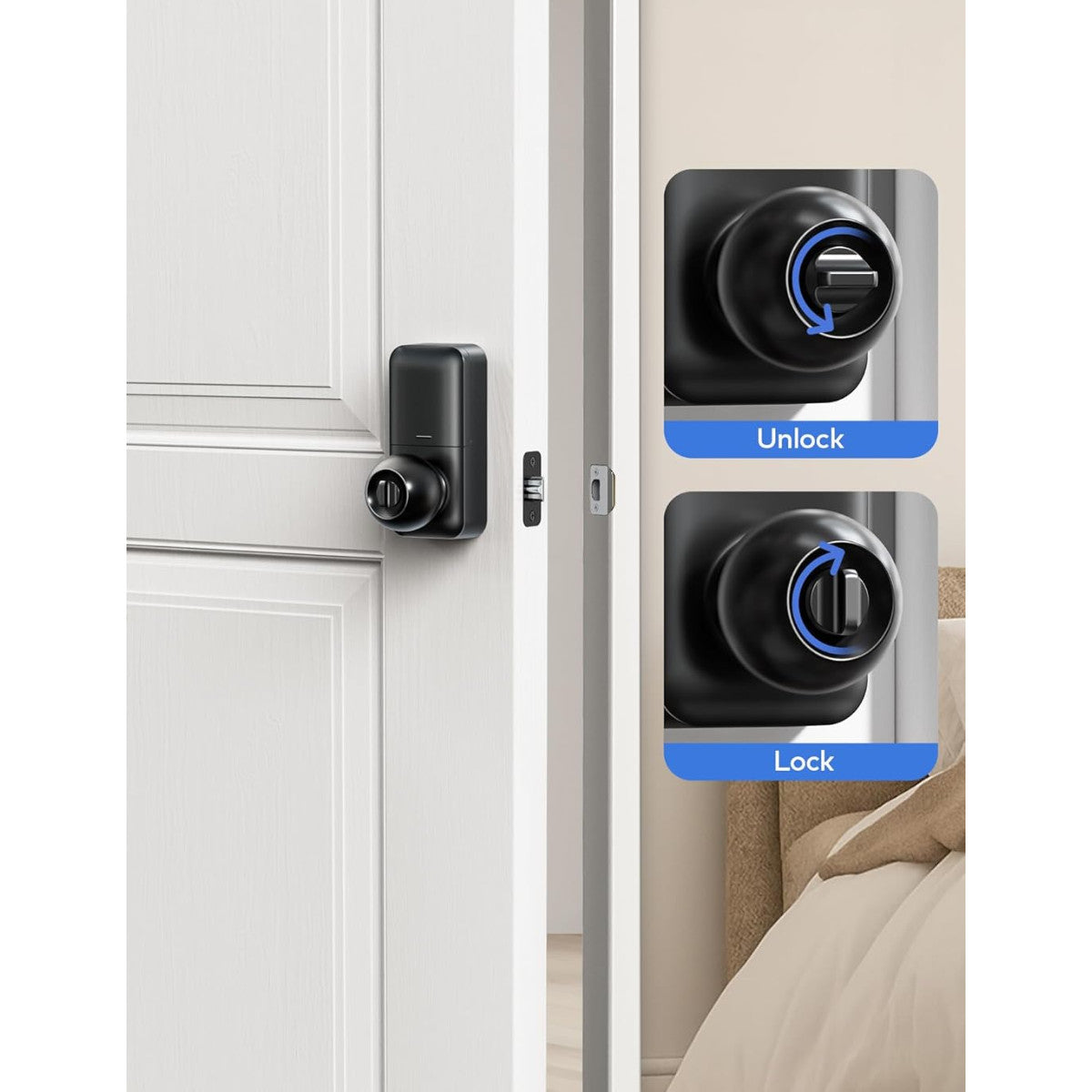 Keyless Entry TE003 Black Keypad Entry Knob