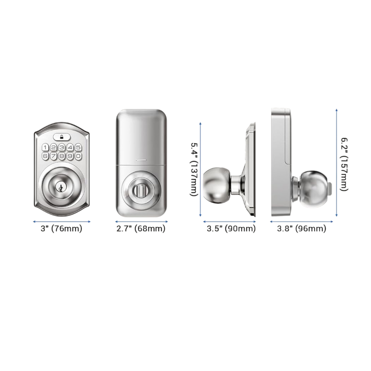 Keyless Entry TE003 Satin Nickel Keypad Entry Knob