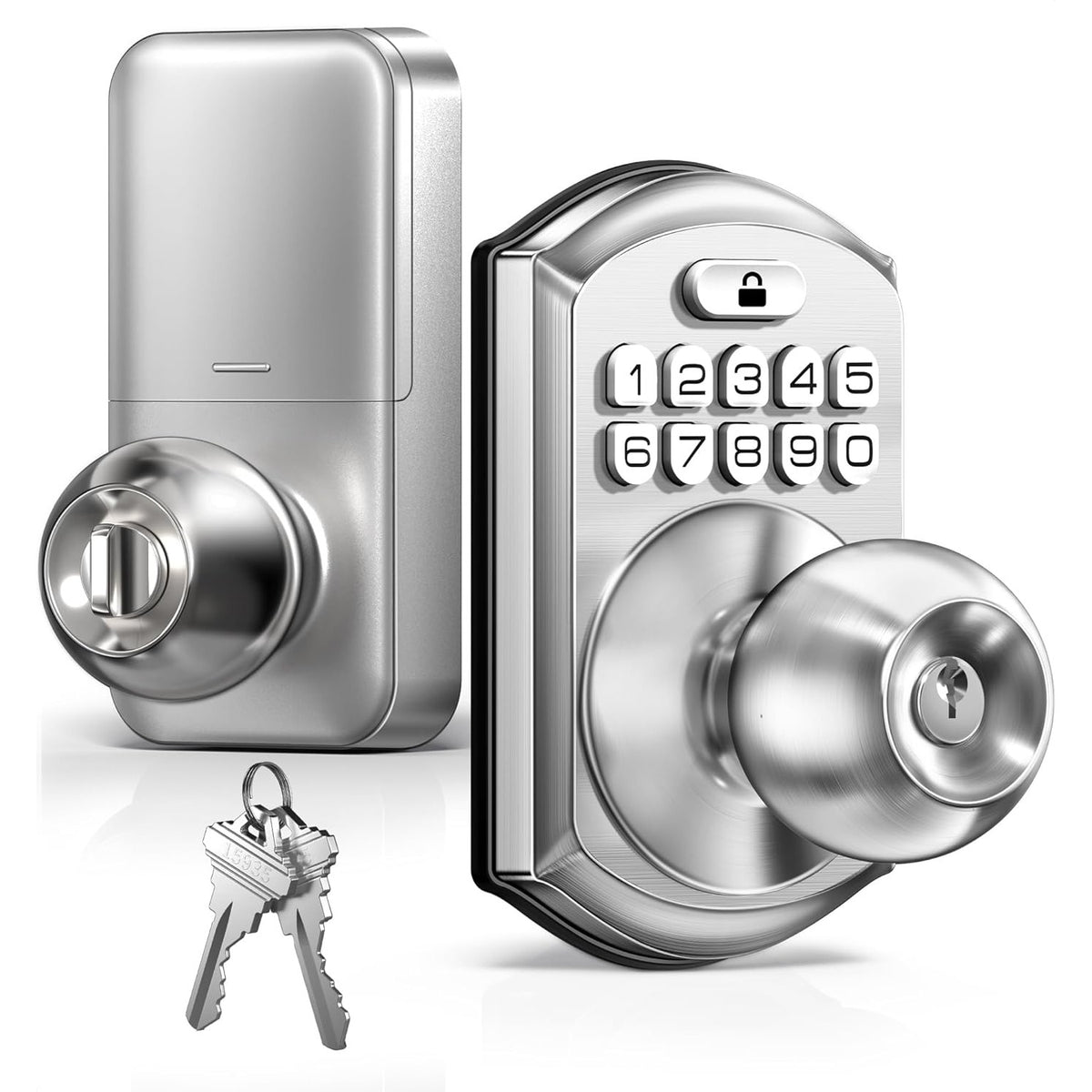 Keyless Entry TE003 Satin Nickel Keypad Entry Knob