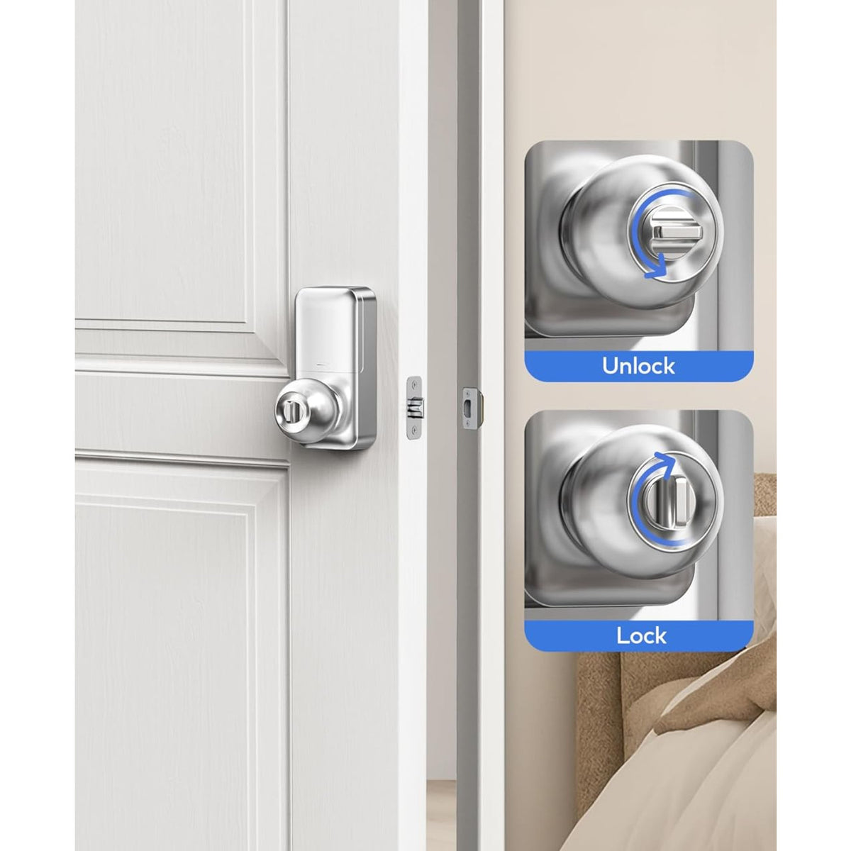 Keyless Entry TE003 Satin Nickel Keypad Entry Knob