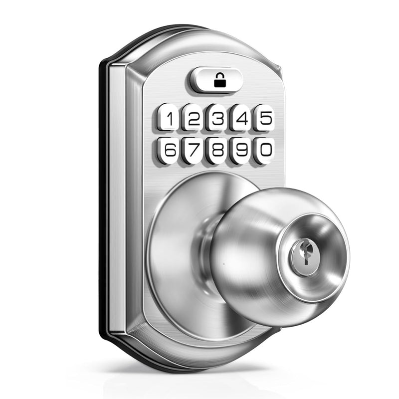 Keyless Entry TE003 Satin Nickel Keypad Entry Knob