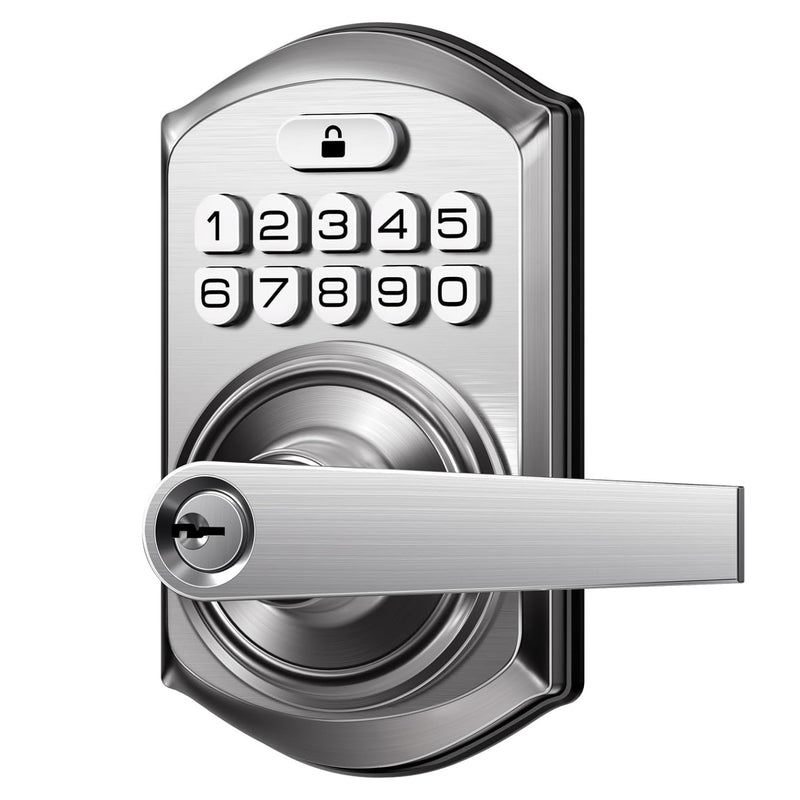 Keyless Entry TE004 Satin Nickel Keypad Entry Lever