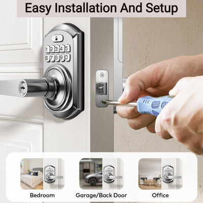 Keyless Entry TE004 Satin Nickel Keypad Entry Lever