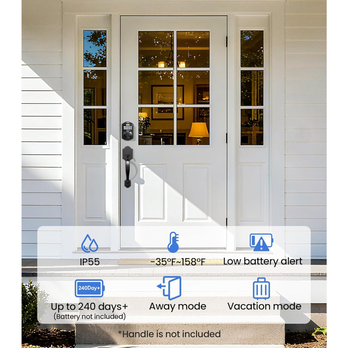 Keyless Entry TE012W Matte Black Wi-Fi Smart Keypad Deadbolt