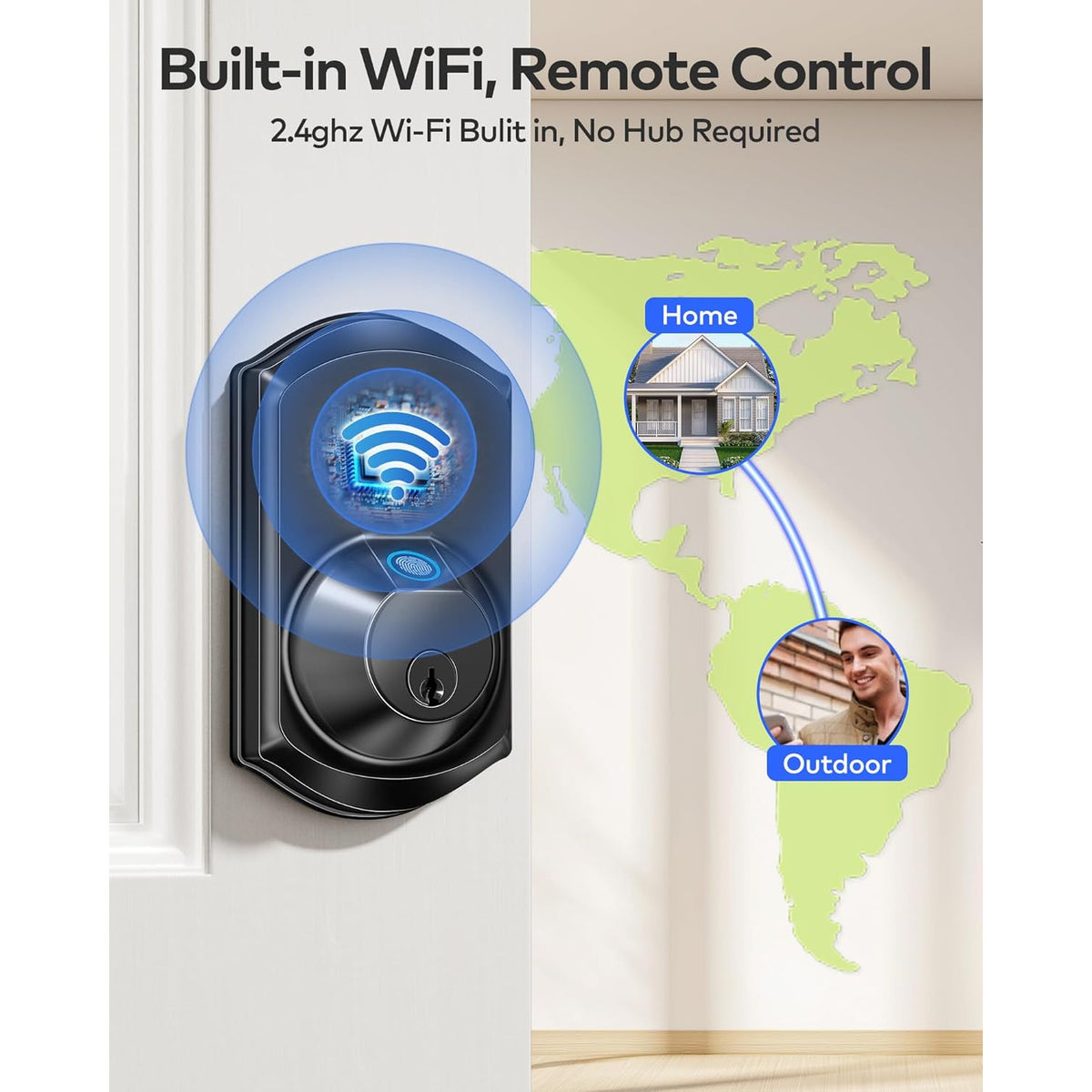 Keyless Entry TE012W Matte Black Wi-Fi Smart Keypad Deadbolt