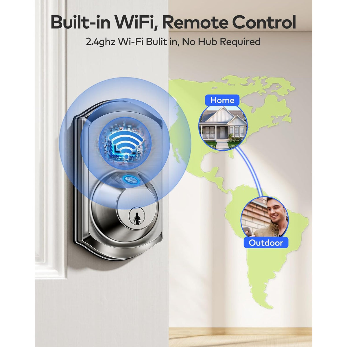 Keyless Entry TE012W Satin Nickel Wi-Fi Smart Keypad Deadbolt