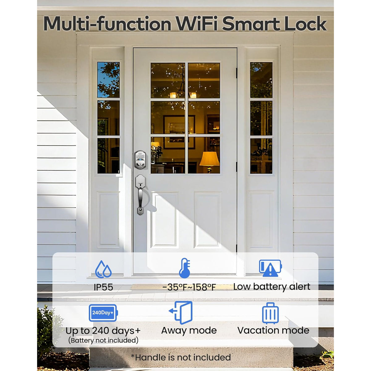 Keyless Entry TE012W Satin Nickel Wi-Fi Smart Keypad Deadbolt
