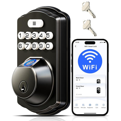 Keyless Entry VE012W Matte Black Fingerprint and Keypad Smart Deadbolt