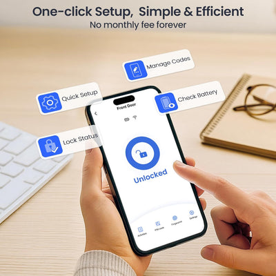 Keyless Entry VE012W Matte Black Fingerprint and Keypad Smart Deadbolt