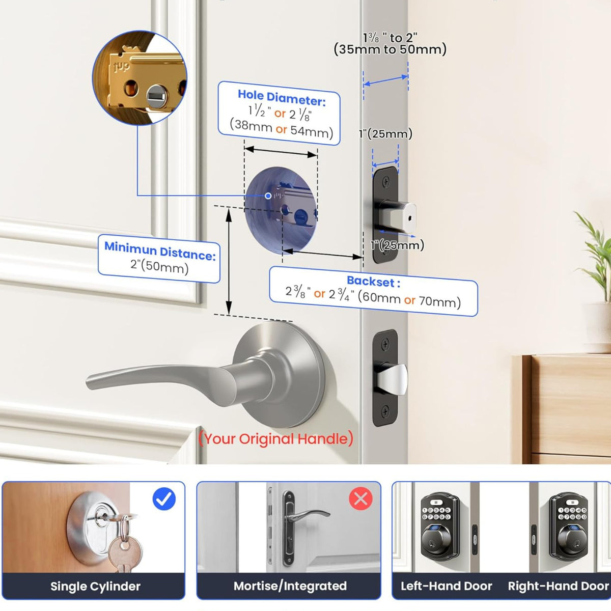 Keyless Entry VE012W Matte Black Fingerprint and Keypad Smart Deadbolt
