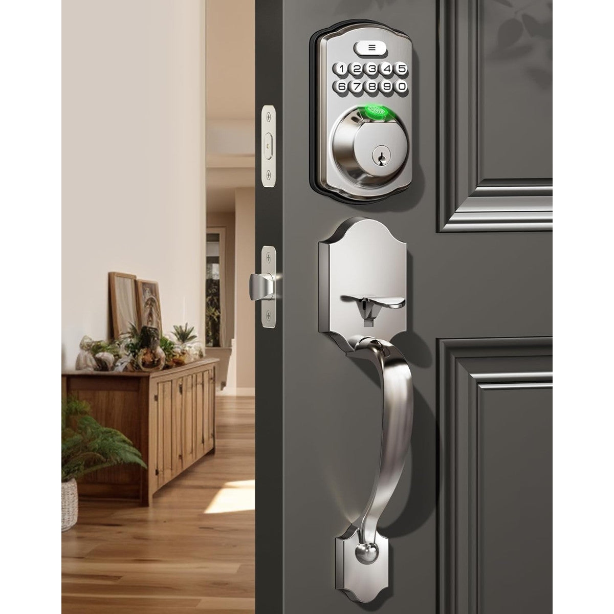 Keyless Entry VE012-W Satin Nickel Keypad Smart Deadbolt and Handleset