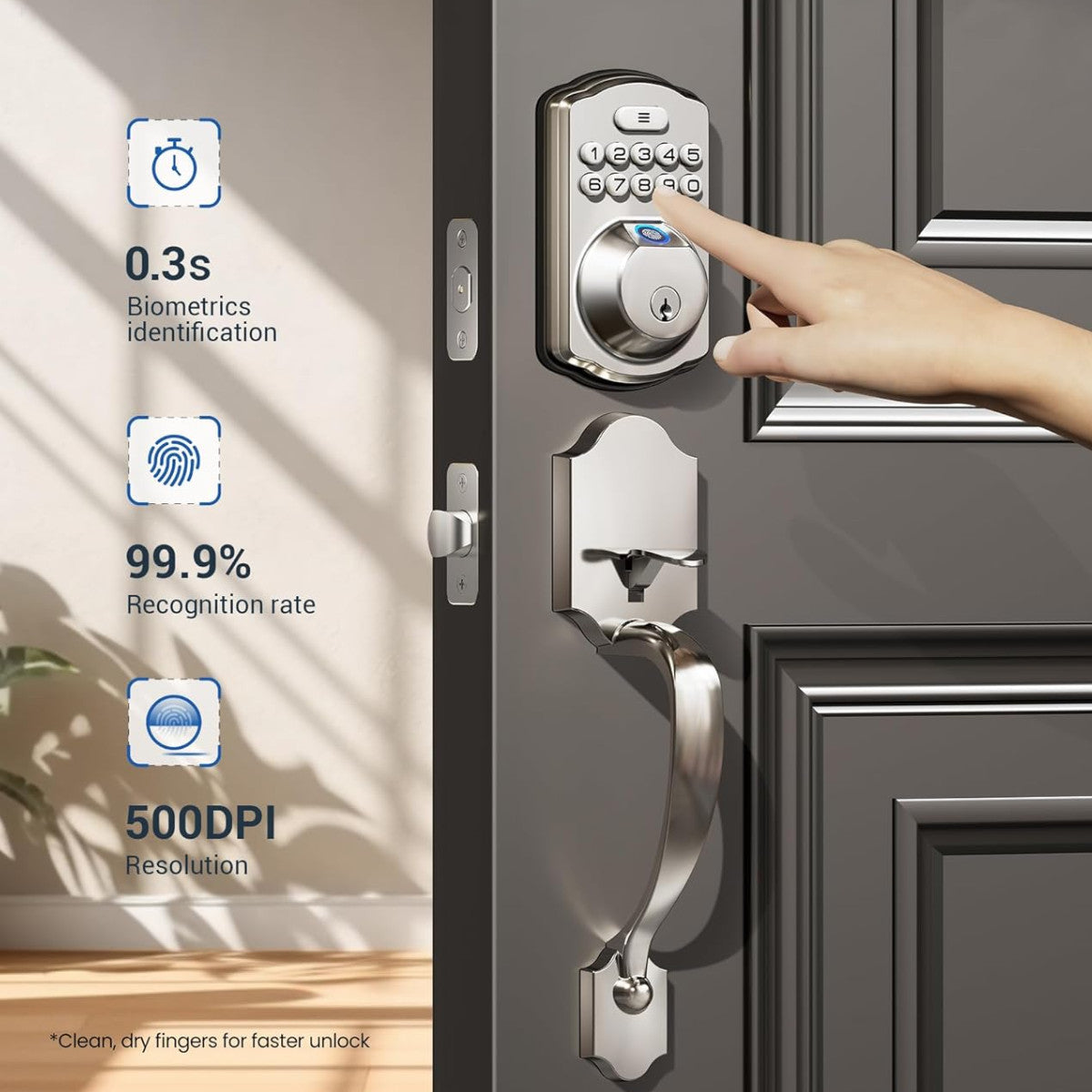 Keyless Entry VE012-W Satin Nickel Keypad Smart Deadbolt and Handleset
