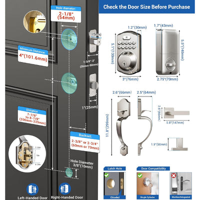 Keyless Entry VE012-W Satin Nickel Keypad Smart Deadbolt and Handleset
