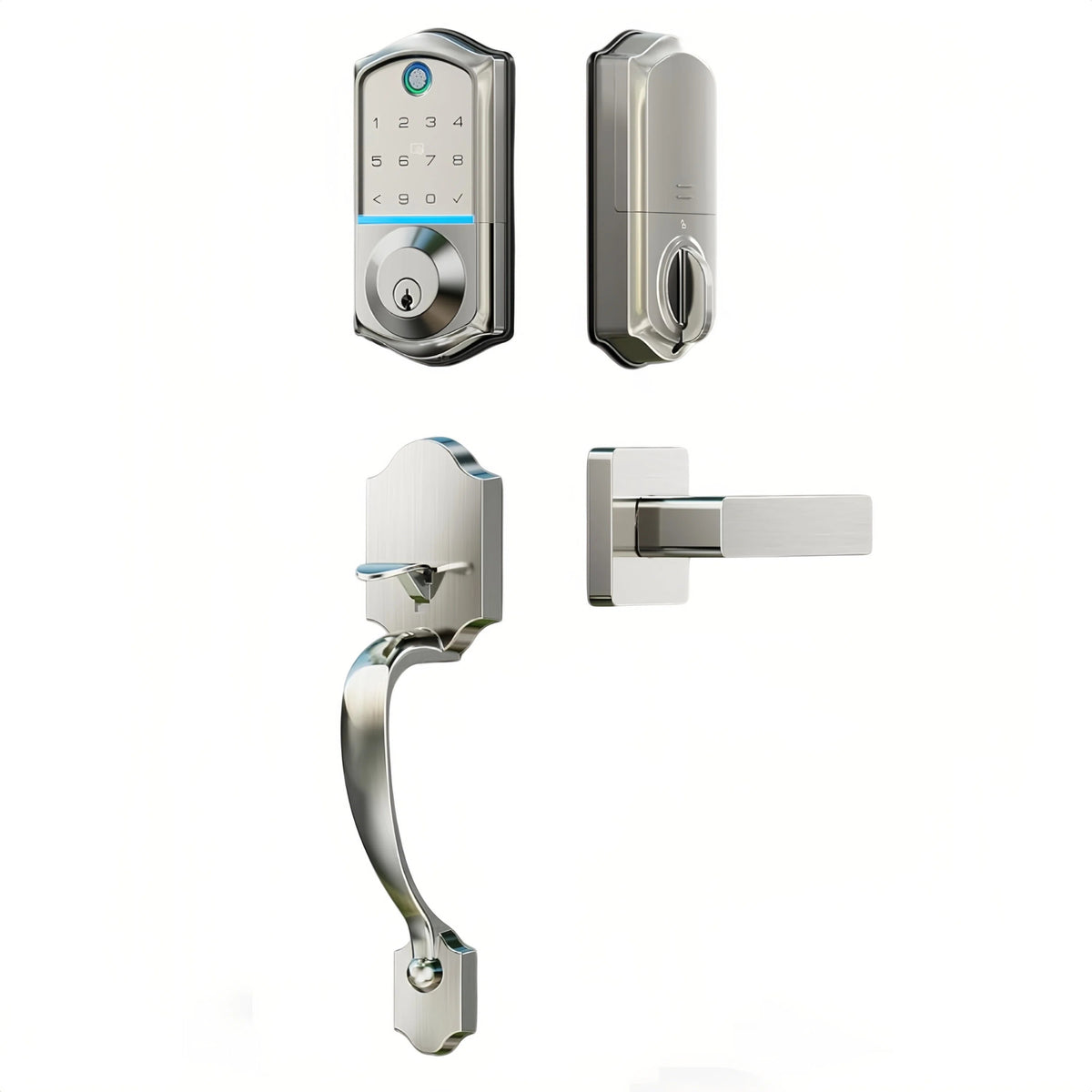 Keyless Entry VE017-H Satin Nickel Keypad Smart Deadbolt and Handles