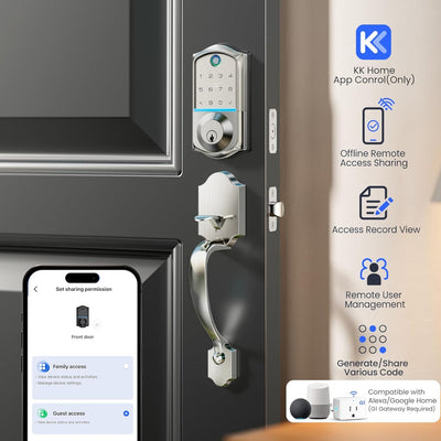 Keyless Entry VE017-H Satin Nickel Keypad Smart Deadbolt and Handles