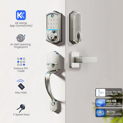 Keyless Entry VE017-H Satin Nickel Keypad Smart Deadbolt and Handles