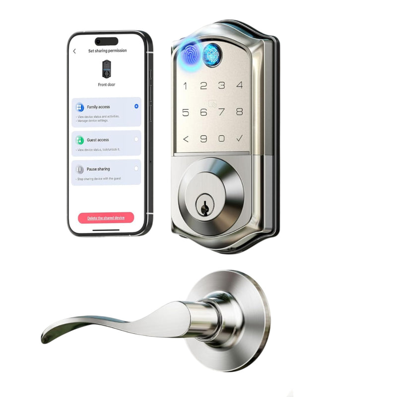 Keyless Entry VE017-L Satin Nickel Keypad Smart Deadbolt and Door Lever