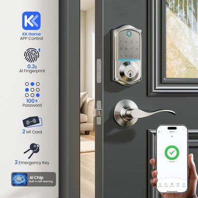 Keyless Entry VE017-L Satin Nickel Keypad Smart Deadbolt and Door Lever