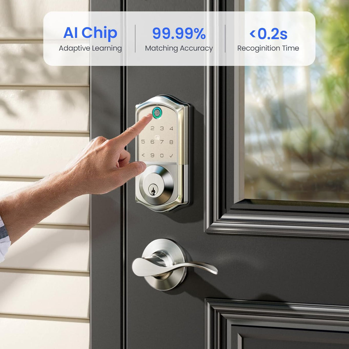 Keyless Entry VE017-L Satin Nickel Keypad Smart Deadbolt and Door Lever