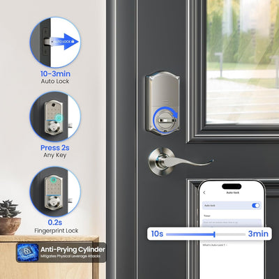 Keyless Entry VE017-L Satin Nickel Keypad Smart Deadbolt and Door Lever