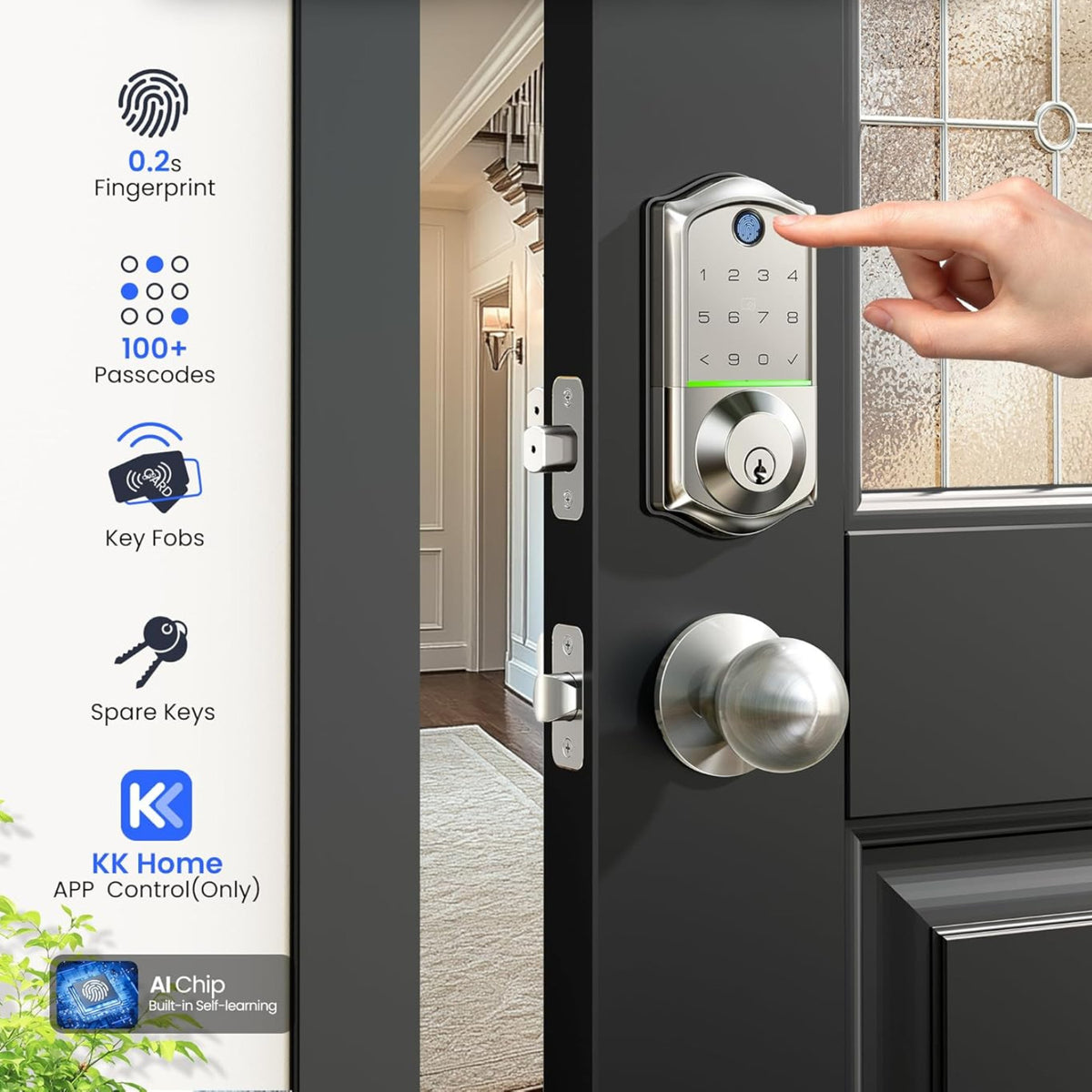 Keyless Entry VE017 Satin Nickel Keypad Smart Deadbolt