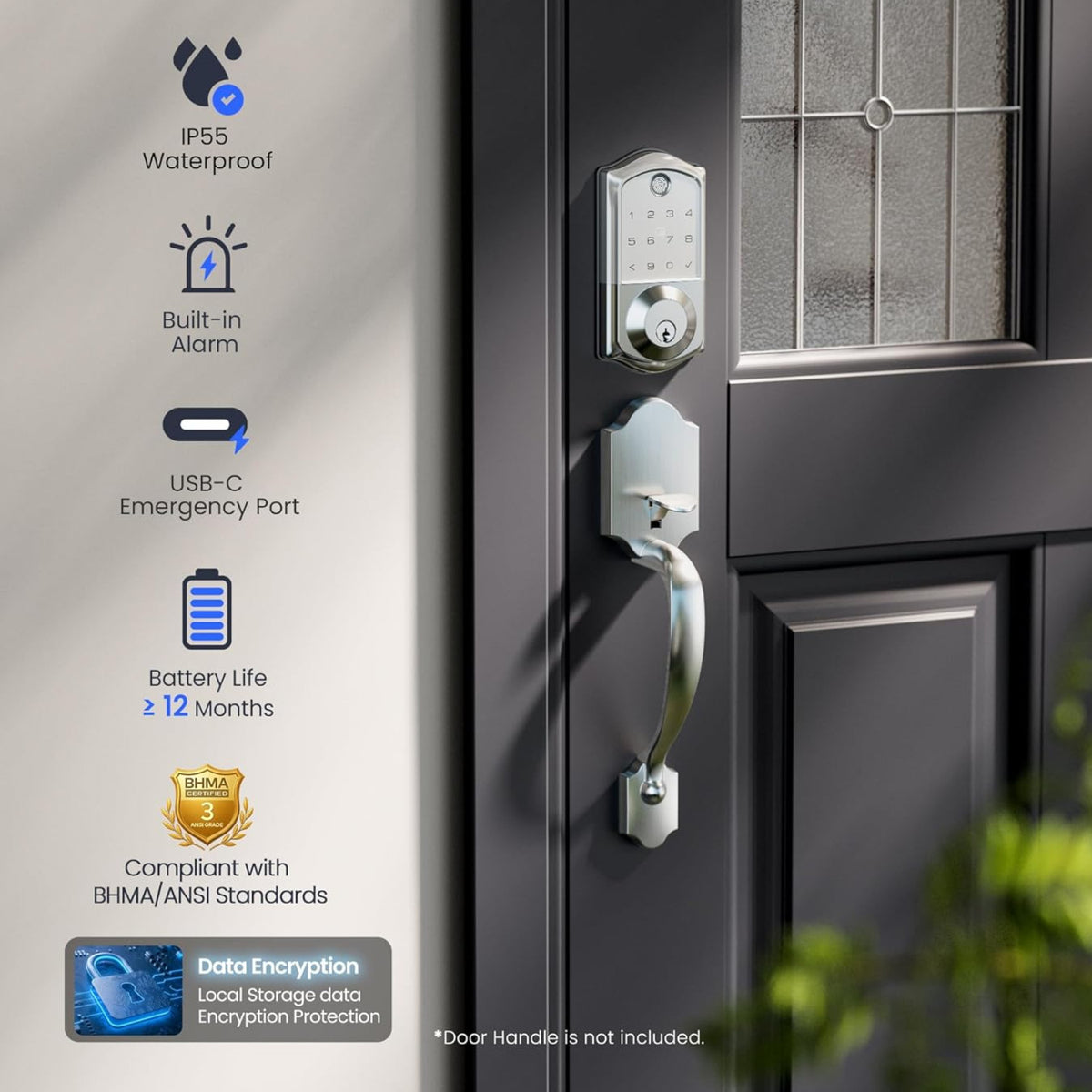 Keyless Entry VE017 Satin Nickel Keypad Smart Deadbolt