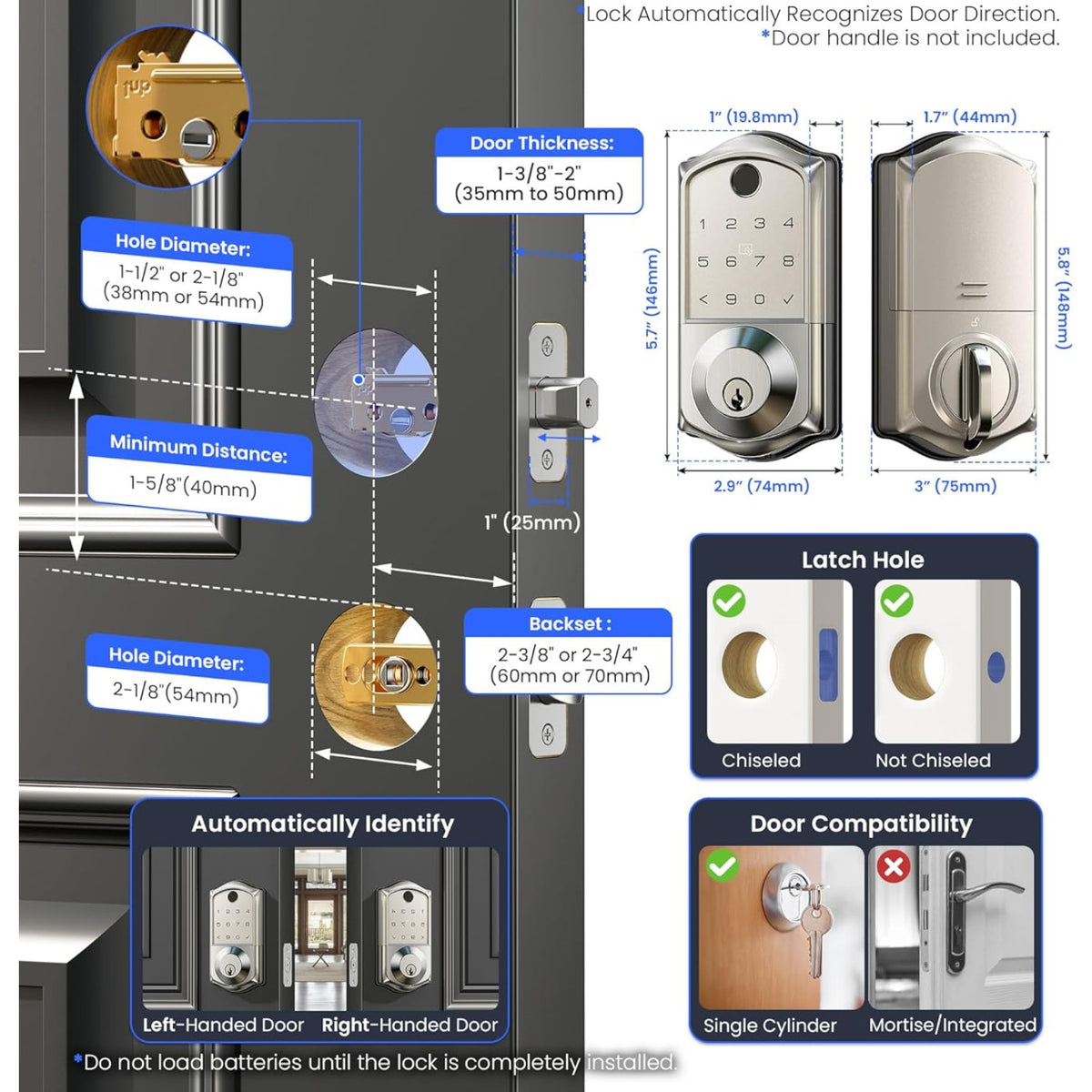 Keyless Entry VE017 Satin Nickel Keypad Smart Deadbolt