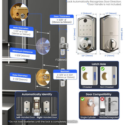 Keyless Entry VE017 Satin Nickel Keypad Smart Deadbolt