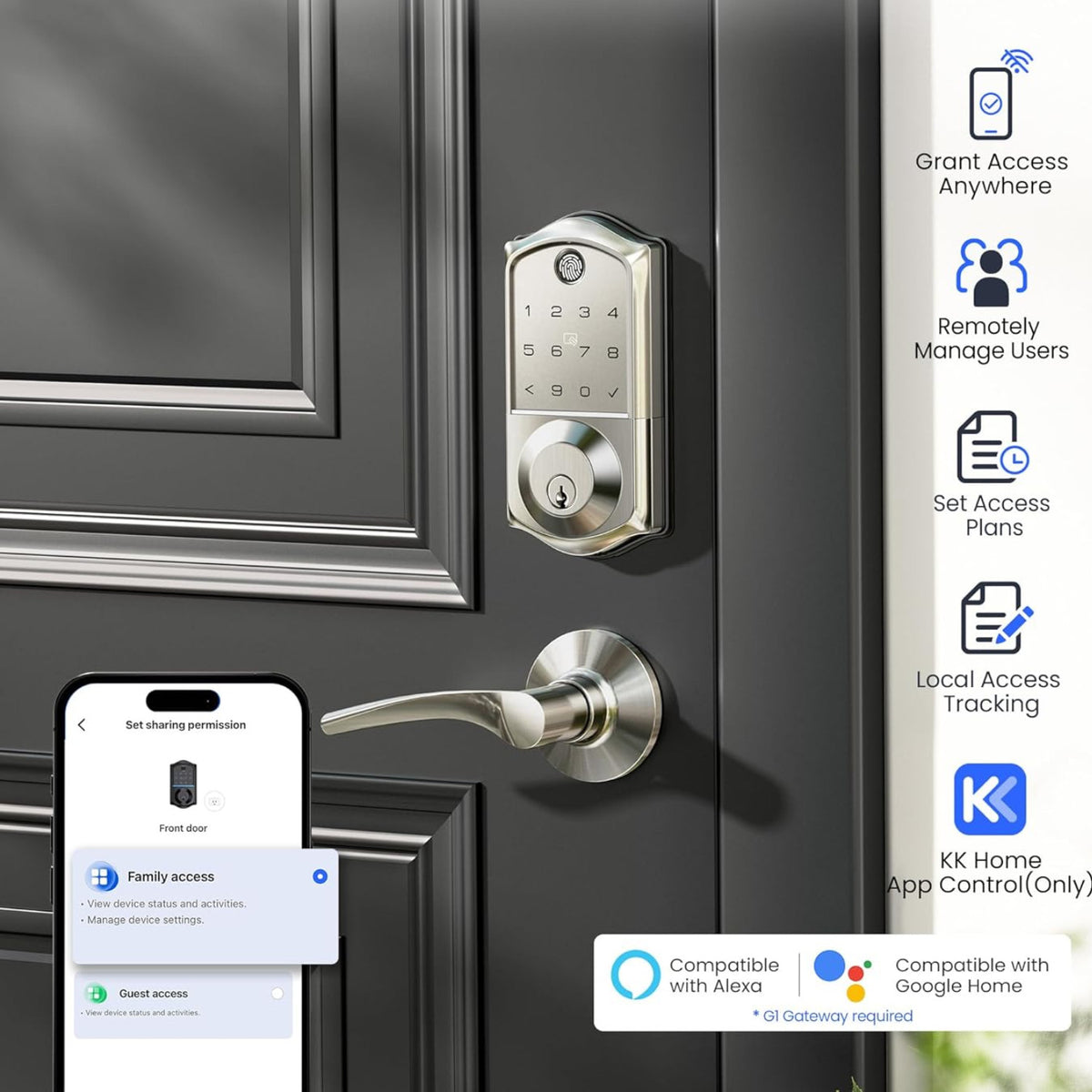 Keyless Entry VE017 Satin Nickel Keypad Smart Deadbolt