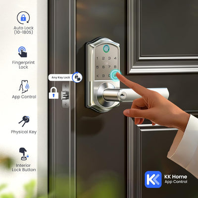 Keyless Entry VE019 Satin Nickel Keypad Smart Door Lever