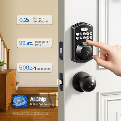 Keyless Entry KS02A Matte Black Fingerprint and Keypad Deadbolt