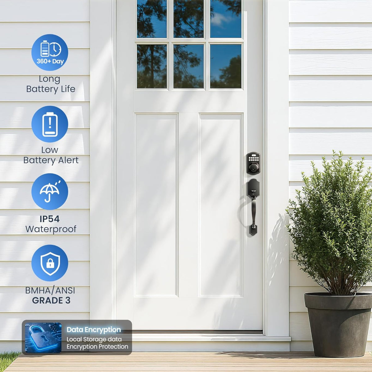 Keyless Entry KS02A Matte Black Fingerprint and Keypad Deadbolt