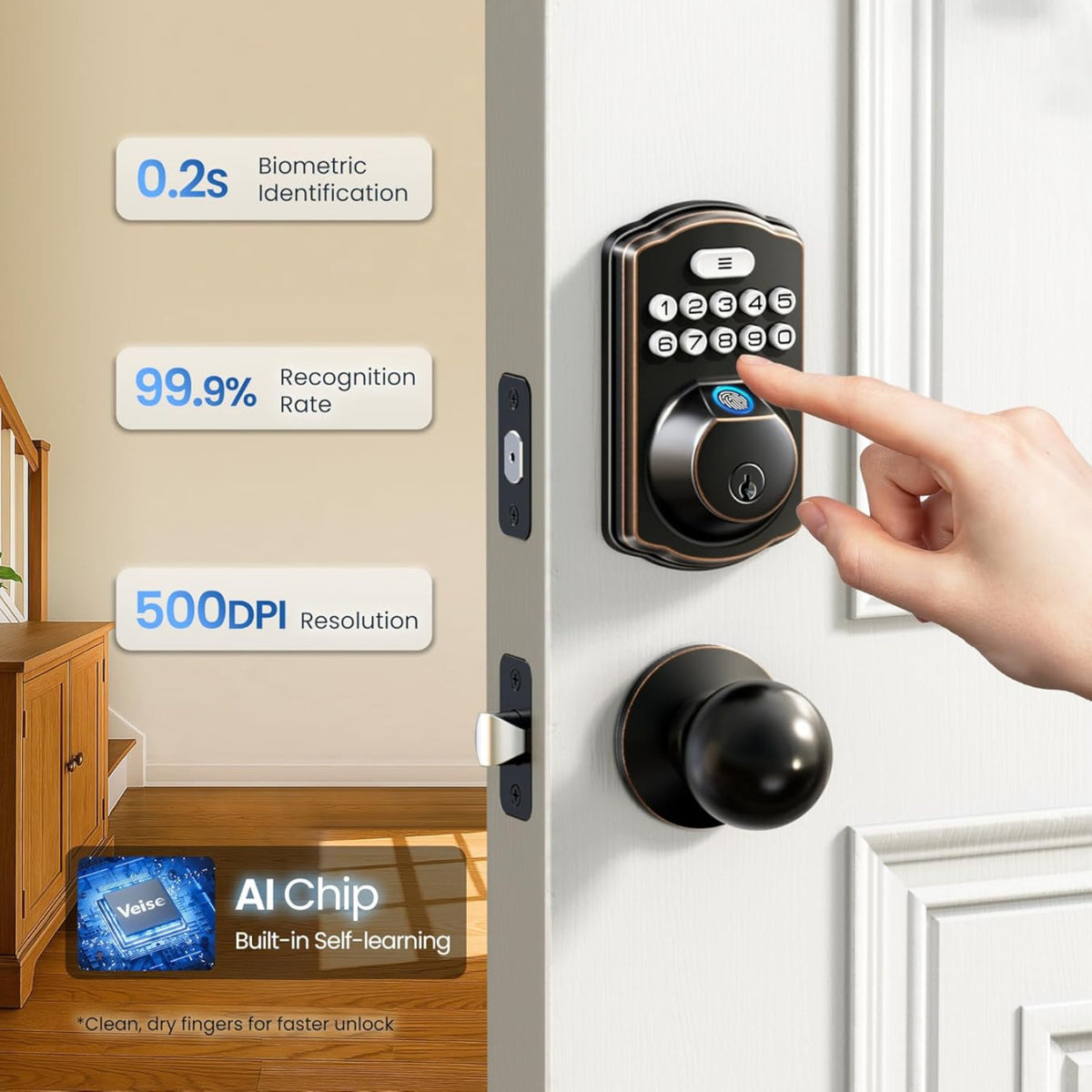 Keyless Entry KS02A Oil Rubbed Bronze Fingerprint and Keypad Deadbolt