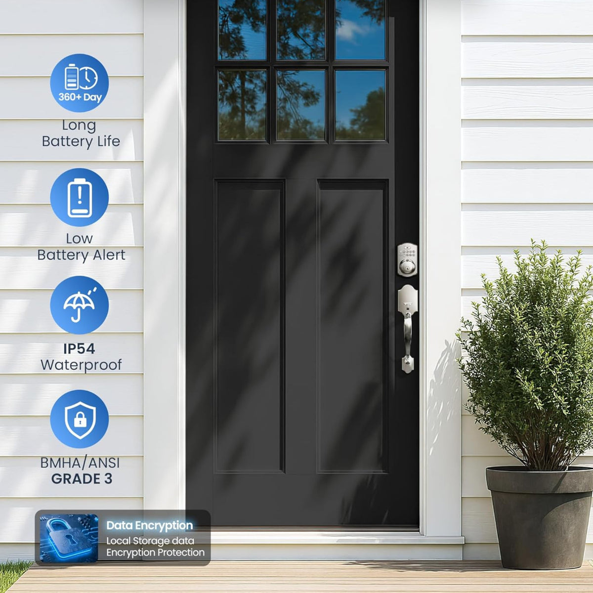 Keyless Entry KS02A Satin Nickel Fingerprint and Keypad Deadbolt