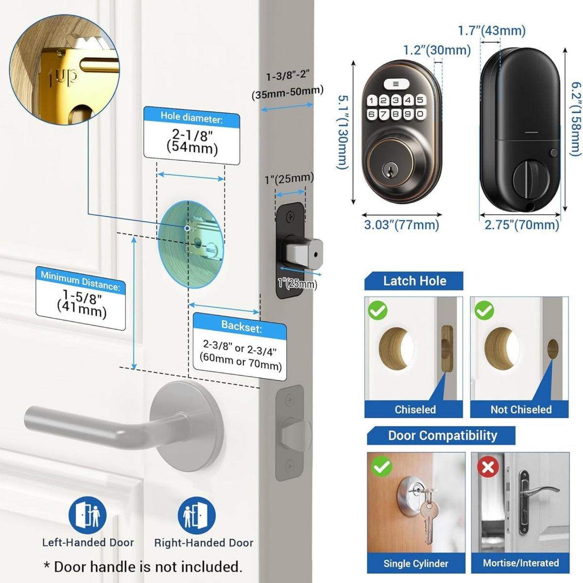 Keyless Entry RZ-A Oil Rubbed Bronze Keypad Deadbolt