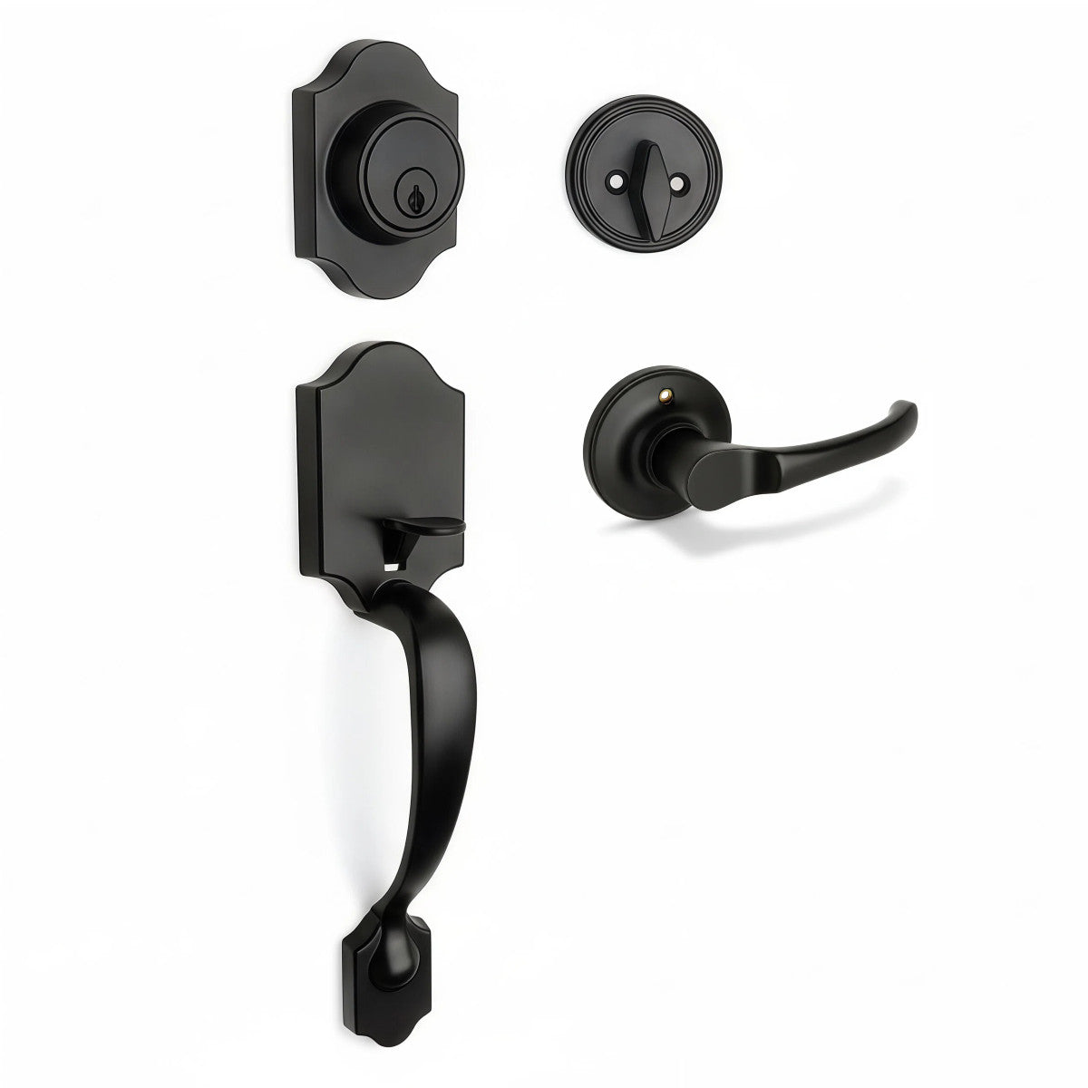 Valhala Matte Black Decorative Handleset with Arlington Lever