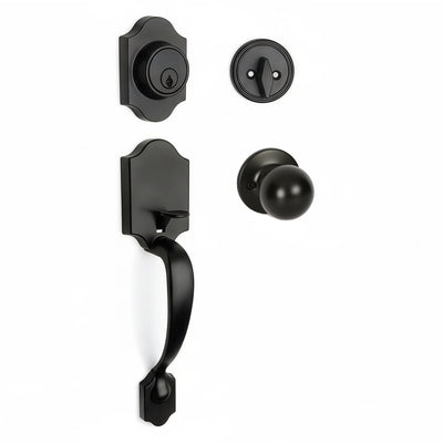 Valhala Matte Black Decorative Handleset with Ashland Knob