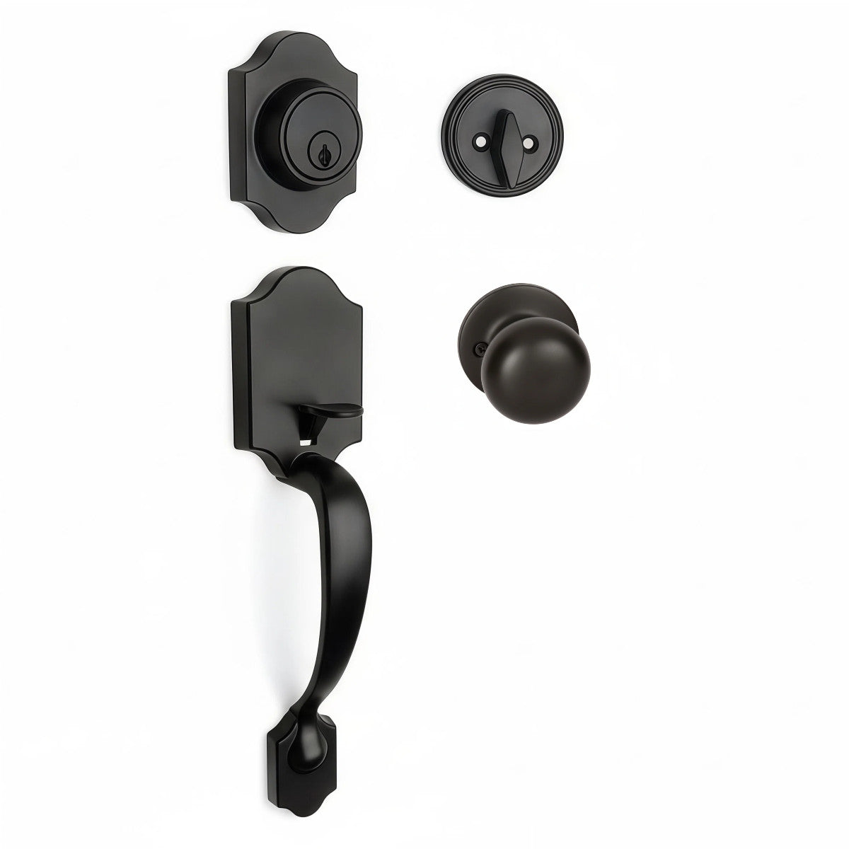 Valhala Matte Black Decorative Handleset with Bedford Knob