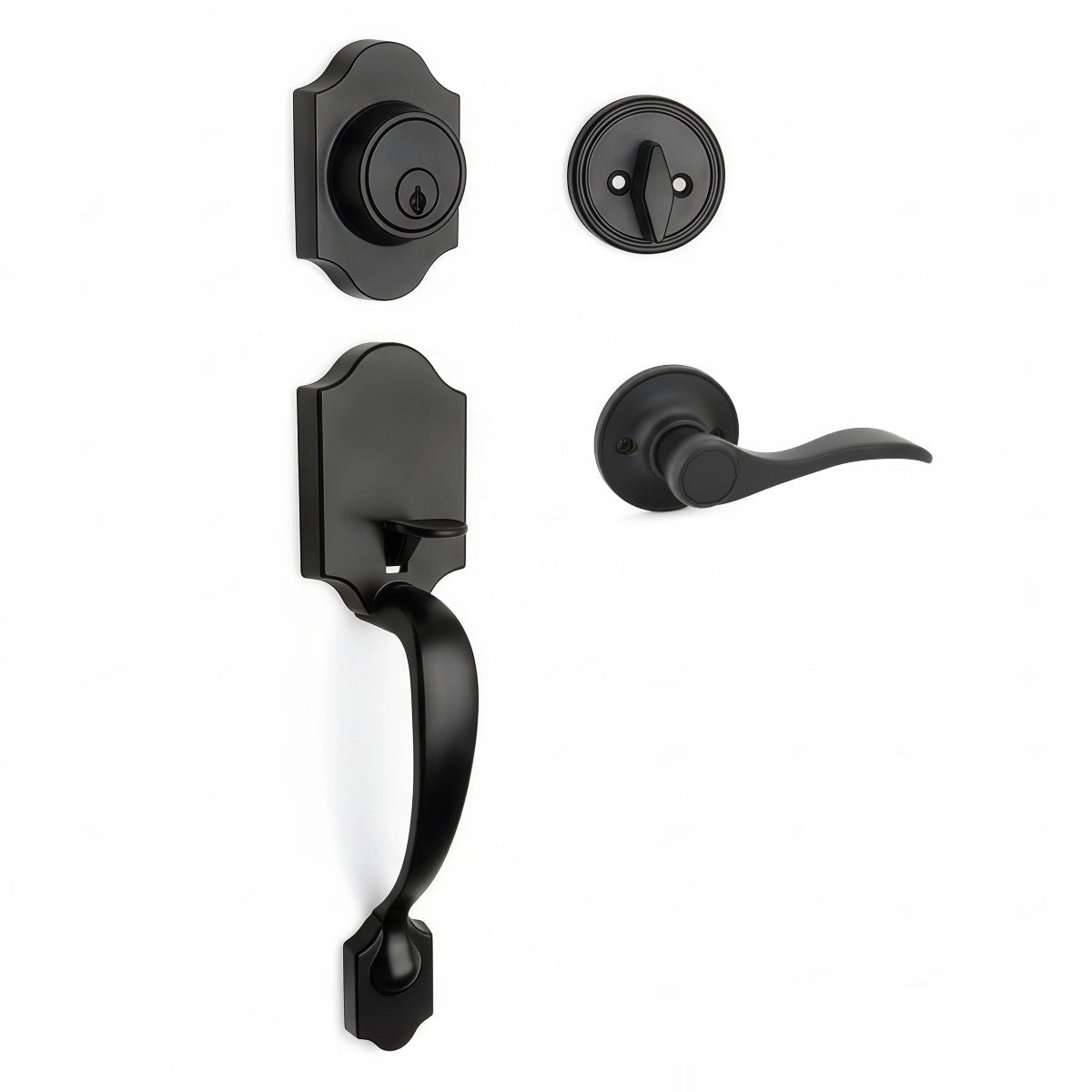 Valhala Matte Black Decorative Handleset with Kingston Interior Lever