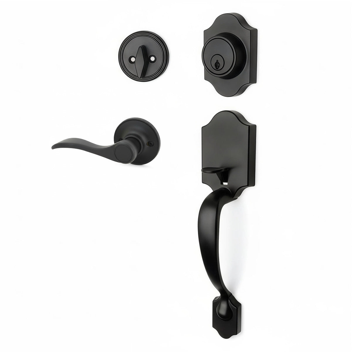 Valhala Matte Black Decorative Handleset with Kingston Interior Lever