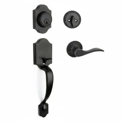 Valhala Matte Black Decorative Handleset with Kingston Interior Lever