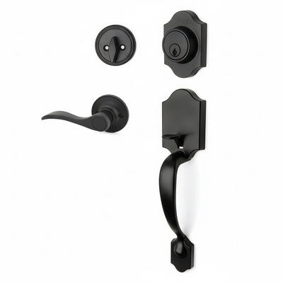Valhala Matte Black Decorative Handleset with Kingston Interior Lever