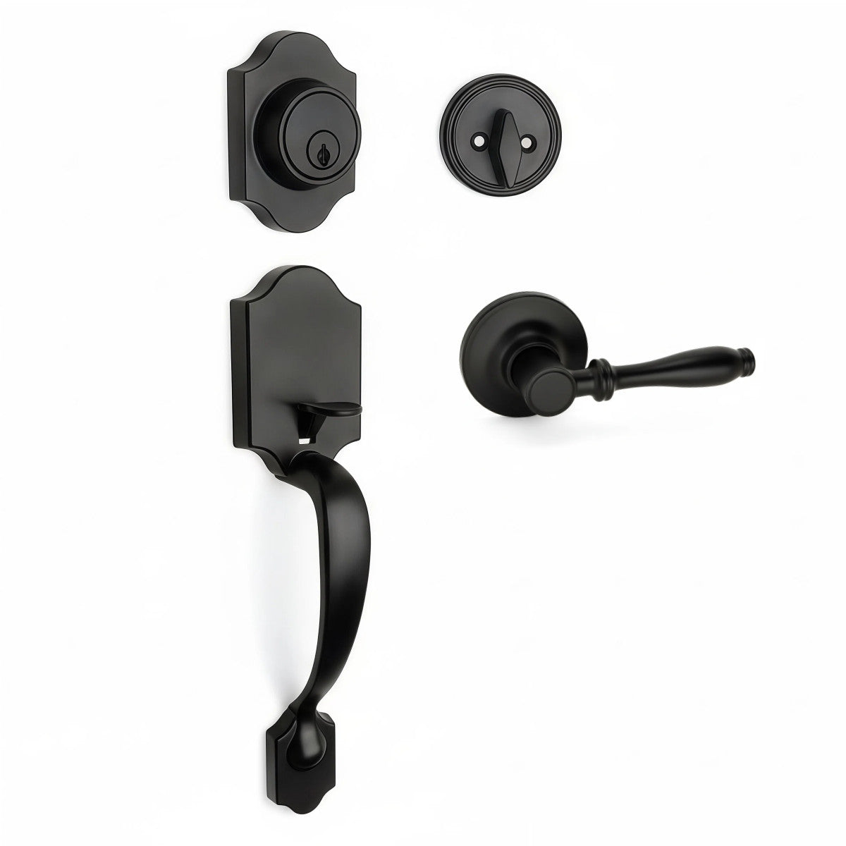 Valhala Matte Black Decorative Handleset with Villa Lever
