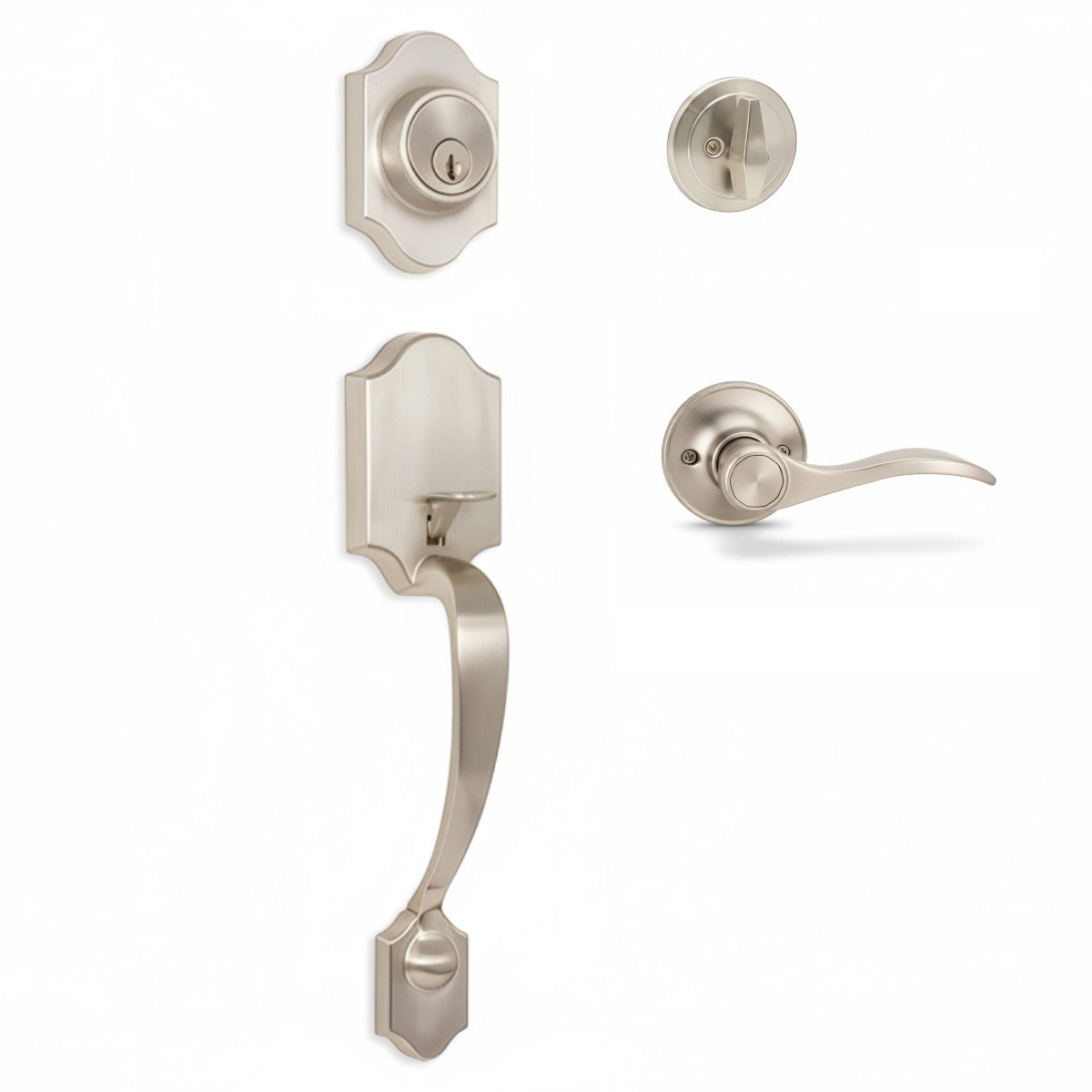 Valhala Satin Nickel Decorative Handleset with Kingston Lever