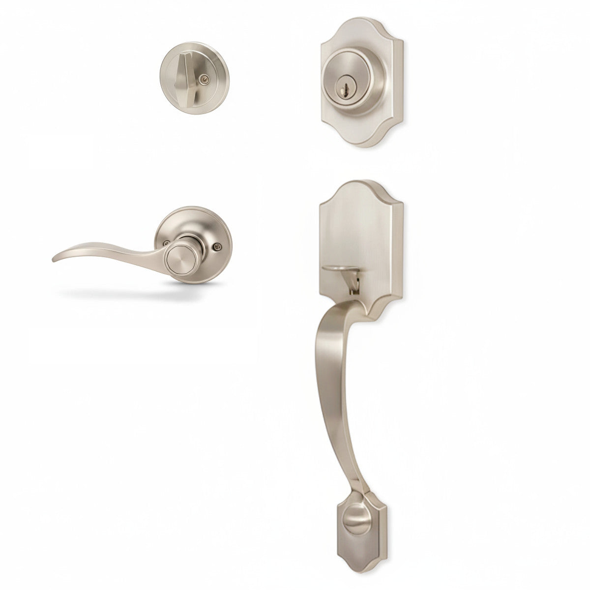 Valhala Satin Nickel Decorative Handleset with Kingston Lever
